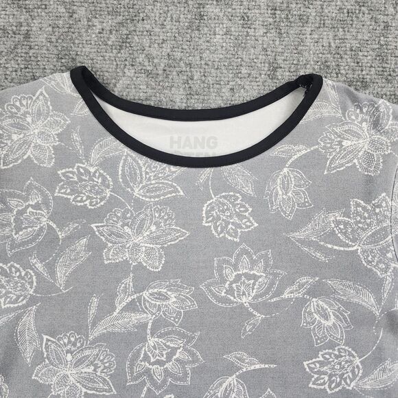 Hang Ten Rash Guard Womens Small Gray Floral Long Sleeve Stretch Zip Pocket Surf - Picture 8 of 16